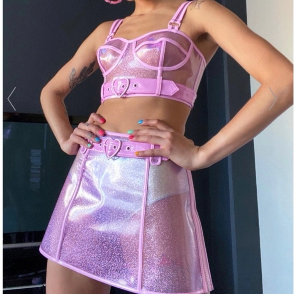 Easily Charmed Glitter Top & Skirt Set Dolls Kill